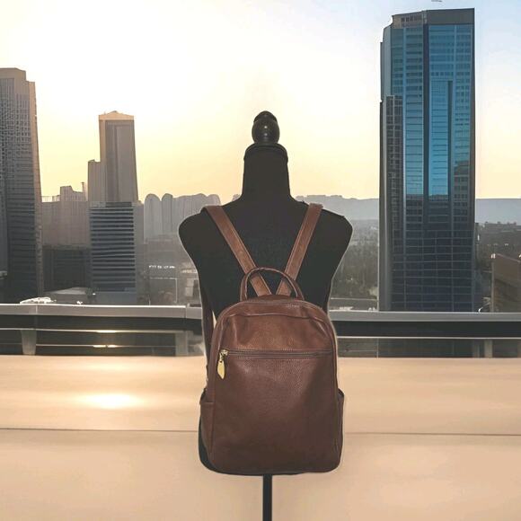 Libaire Leather Backpack Cognac Made in USA - 10x12x4 - Picture 1 of 14